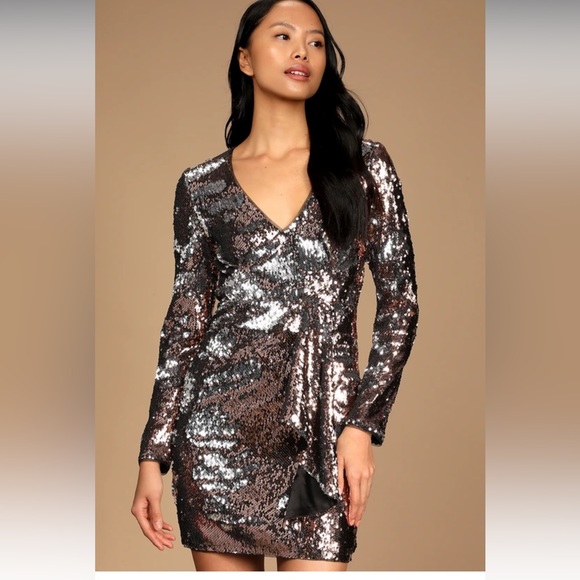 So Much to Celebrate Rose Gold Multi Reversible Sequin Dress NWT - Picture 6 of 7